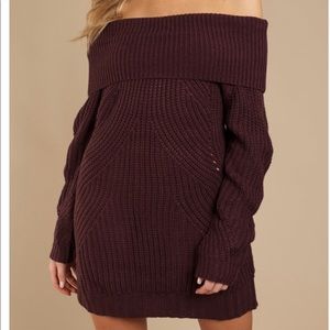 OVERSIZED OFF SHOULDER SWEATER DRESS